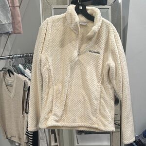 Columbia Off-White Textured Fleece Jacket